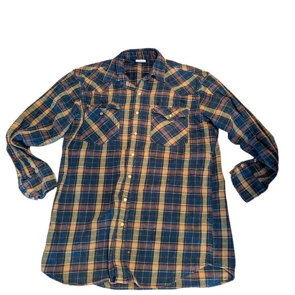 🛍️HEAVY DUTY FLANNEL PEARLSNAP SHIRT GREAT CONDITION - Picture 1 of 2